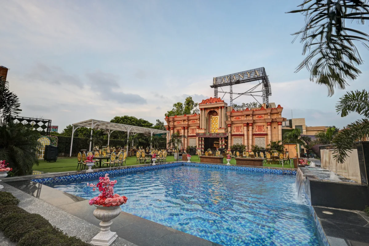 The banquet hall and lawns at Lavanya Motel
